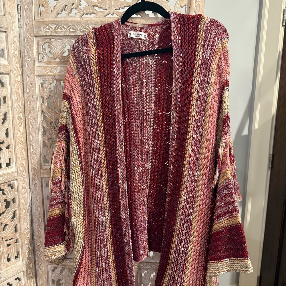 Pull&Bear Red and Yellow Cardigan Sweater